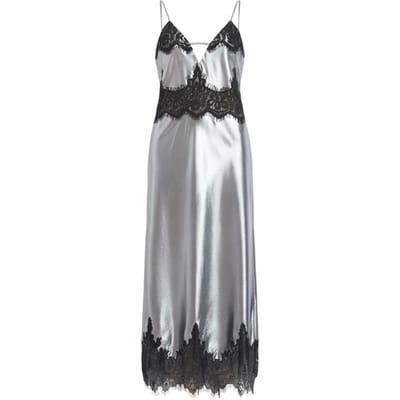 AllSaints Ophelia Dress Gunmetal Grey Maat: 42 | Midi Jurken Outlet | Dames | Zilver