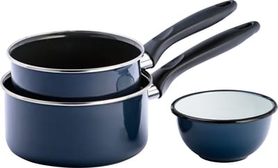 Lite-Body - Magnus 2 delige steelpannenset - Ø16 CM en Ø18 CM - Emaille - Blauw - Inductie en gas