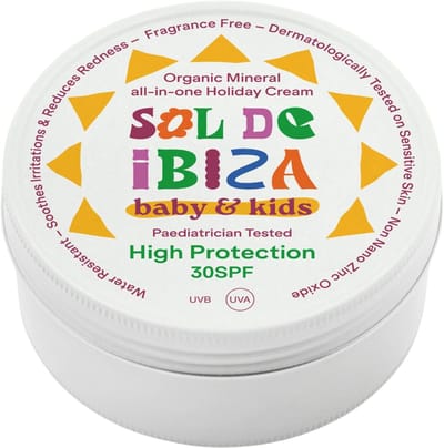 Sol de Ibiza Baby - Kids Zonnebrand SPF30 100 g - Natuurlijke Minerale Zonbescherming voor de Gevoelige Kinderhuid - Parfumvrij - vanaf 0+ Maanden