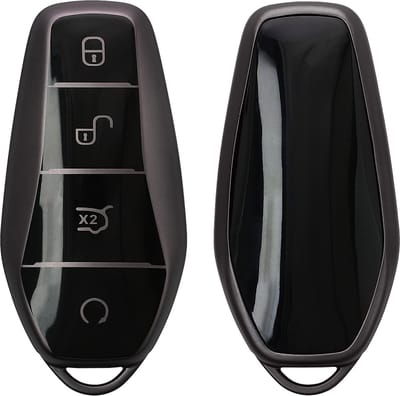 kwmobile autosleutel hoesje geschikt voor BYD Atto 3 / Sealion / Han / Tang / Dolphin / Seal hoes - TPU autosleutel behuizing - Beschermende auto sleutel case - Sleuteletui in mat zwart / zwart