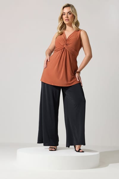 Yours London Roestoranje Mouwloze Top Met Knoop Aan De Voorkant Size 38