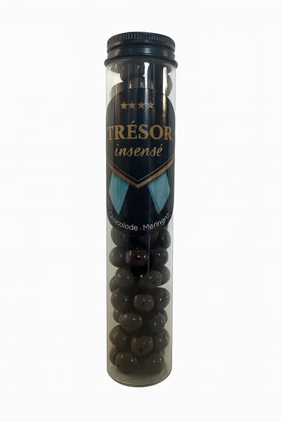 Trésor Insensé – Chocolade Omhulde Meringue– Luxe Snack in Geschenktube (75g)