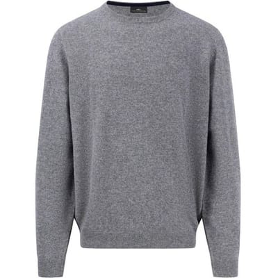 Fynch-Hatton Trui O-Neck Cashmere Uni Color Steel / male