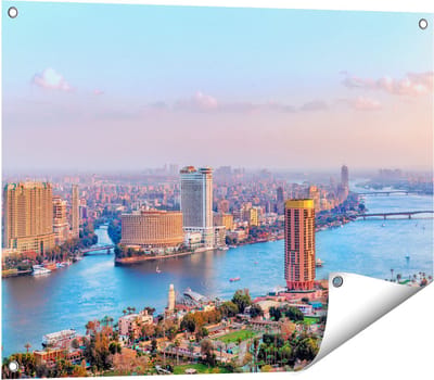 Gards Tuinposter De Nijl Rivier in Cairo, Egypte - 80x60 cm - Tuindoek - Tuindecoratie - Wanddecoratie buiten - Tuinschilderij