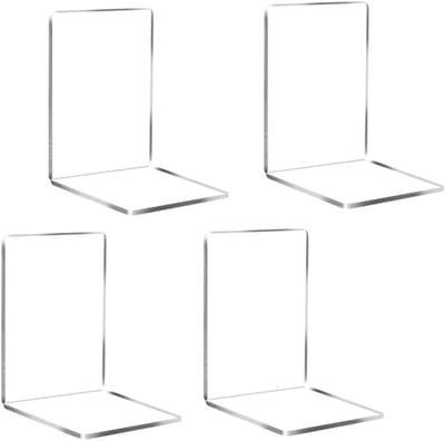 Set van 4 Transparante Acryl Boekensteunen voor Planken, Perfect voor School, Thuis, Kantoor en Bibliotheekdecoratie, Desk Organization en Ruimtebesparing