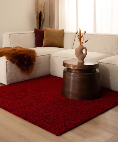Vierkant hoogpolig vloerkleed - Shaggy Trend rood 160x160