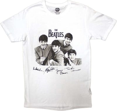 The Beatles - Mop Tops & Signatures Heren T-shirt - S - Wit