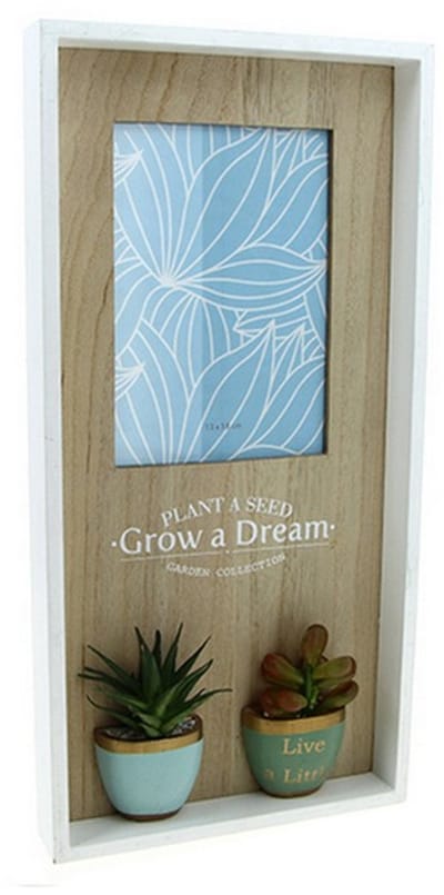 Fotolijst 13x18cm in hout + Kunstplanten - Kunststof|Verre|Bois - SILUMEN