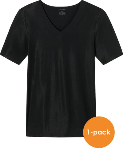 SCHIESSER Laser Cut T-shirt (1-pack) - naadloos met diepe V-hals - zwart