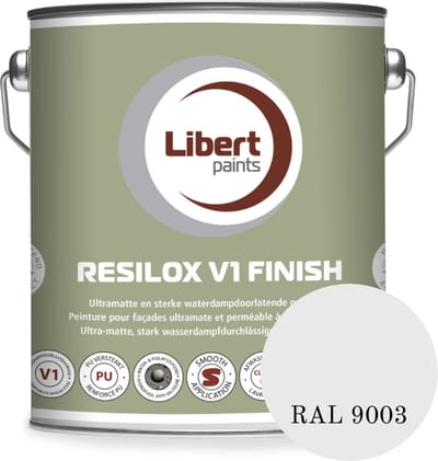 Libert Resilox V1 Finish – Ultramatte Siloxaan Gevelverf – Waterdampdoorlatend & Waterafstotend – Signaalwit RAL 9003 – 2,5L
