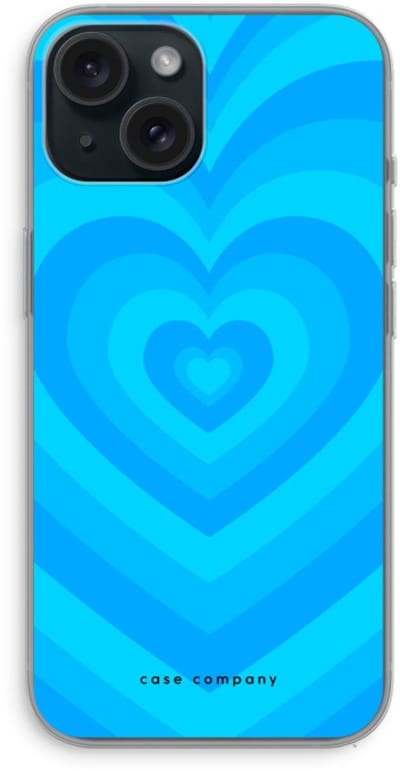 Case Company® - Hoesje geschikt voor iPhone 15 hoesje - Hart Blauw - Soft Cover Telefoonhoesje - Bescherming aan alle Kanten en Schermrand