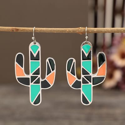 2-delige Dames Mode Cactus Oorbellen Sieraden Accessoires Geschikt voor Date, Feest, Festival Cadeaus-1020 black