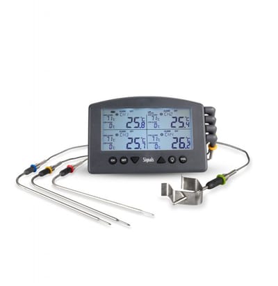 Thermoworks - Signals™ 4-Kanaals Wi-Fi/Bluetooth BBQ Alarm Thermometer - Zwart (Charcoal)