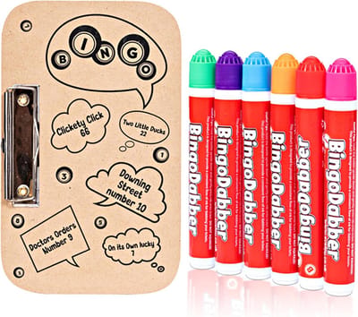 Bingo Dabbers Set - Markeerstiften Spel - Gezellig Spelen - Duurzame Inkt - 6 Stuks - Meerkleurig
