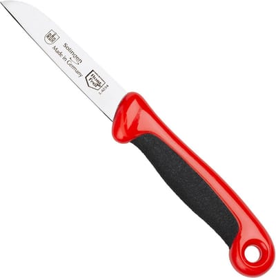 RÖR Solingen Schilmesje Extra Grip – RVS Lemmet Recht – 17,5 cm – Zwart met Rood