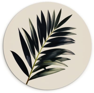 WallCircle® Wandcirkel 120x120 cm - Muurcirkel Palmblad - Subtiel - Groen - beige - Muurdecoratie woonkamer - Wanddecoratie slaapkamer - Kamer decoratie accessoires - Ronde schilderijen XXL