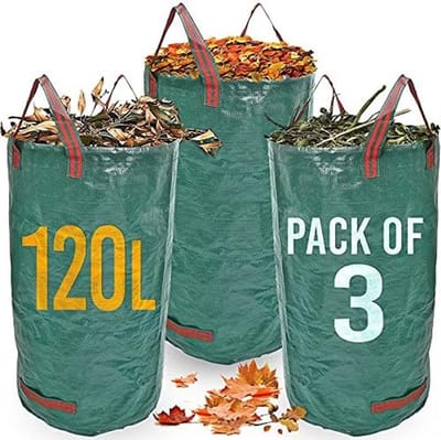 Set van 3 Herbruikbare Tuinafvalzakken - 120 Liter met Industriële Handgrepen