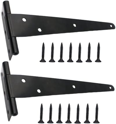 MTTProducts - Deur Hengen - T-Hengels - Ideaal voor Schuren en Kasten - Zwart - Metaal Hengen - Voor Houten Fences en Kasten