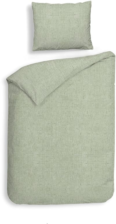 Heckettlane Dekbedovertrek Franela - Effen Bedlinnen - 140x200-220 cm - Eenpersoons - Groen - Dekbedovertrek van 100% Katoen-Flanel