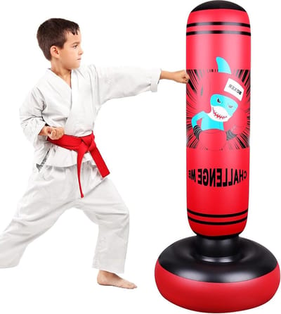 Vrijstaande bokszak 120 cm voor kinderen rood - boksspeelgoed fitness zware speedbag