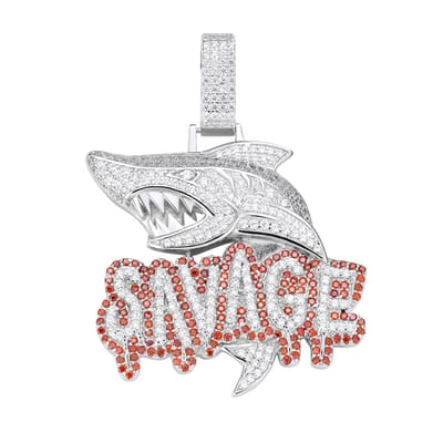 Juwelier Zwartevalk zilveren (gerhodineerd) savage haai hanger - 24.357