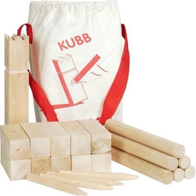 GOKI KUBB - Vikingschaakspel - Beukenhout - In Katoenen Zakje - 5 Jaar