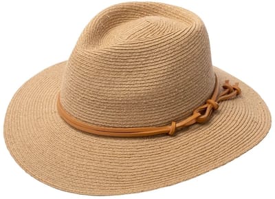 Sandbar Fedora – Strandhoed Dames UV Werend Zomerhoed Raffia Stro - Maat: M-L: 58 cm - Naturel
