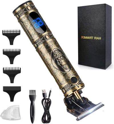 Draadloze Tondeuse - Haartrimmer Baardtrimmer - Persoonlijke Verzorging - Hangende T-Blades - 3 Opzetkammen - Brons