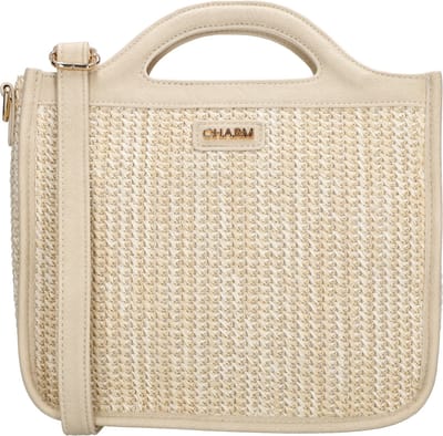 Charm London Hillingdon Handtas - Schoudertas - Crossbody - Schouderband - Raffia - Praktisch - Wit