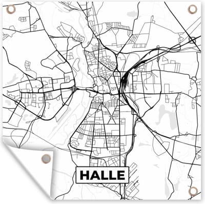 Tuin poster Halle - Kaart - Plattegrond - Stadskaart - 200x200 cm - Tuindoek