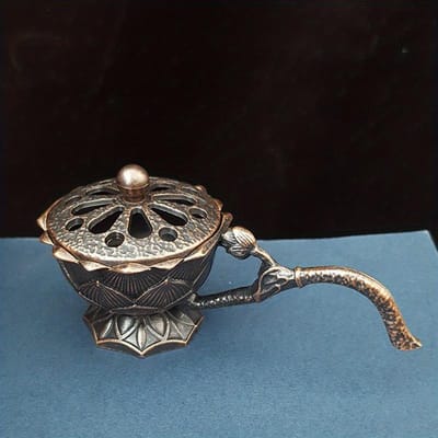 1 pièce de brûleur d'encens Lotus portable, Petit bouchon d'encens pour la décoration de la maison cuivré