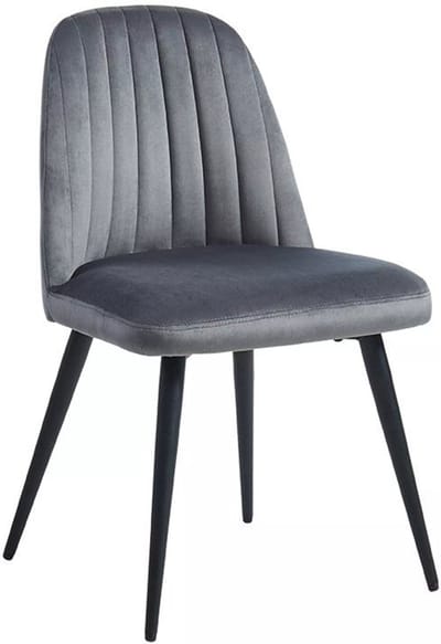 Vente-unique Set van 2 stoelen ELEANA - Velours en zwart metaal - Grijs