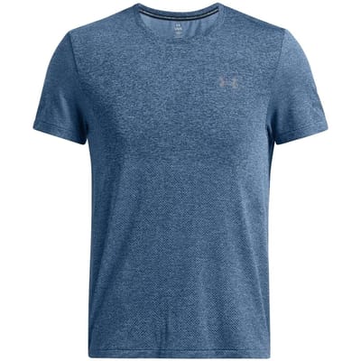 Under Armour Naadloos T-shirt voor heren met Stride-logo (Blauw)