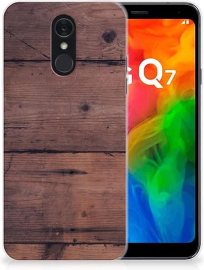 Back Cover voor LG Q7 Bumper Hoesje Old Wood
