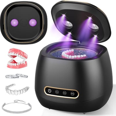 Daity 1 Pack - Ultrasoon gebitsreiniger - 48 kHz draagbare gebitsreinigingskamer - geschikt voor kunstgebitten - mondbeschermers - beugels - aligners - tandenborstels - sieraden - inhoud 200 ml.