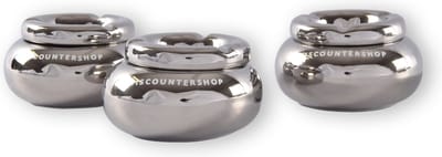 Discountershop Set van 3 Zilverkleurig Dolomiet Asbakken | Ronde - Diameter: 11cm | Stijvolle Tafelaccessoires voor Buiten & Binnen