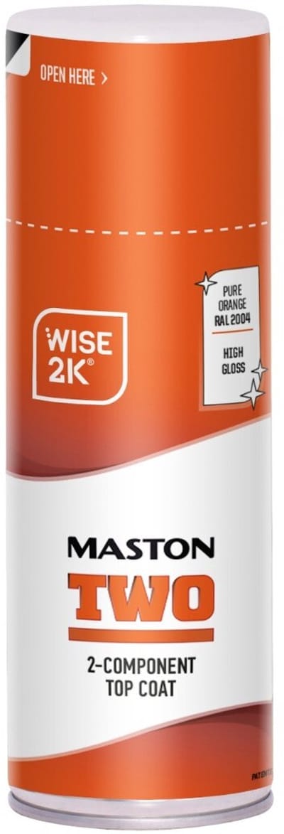 Maston 2K Top Coat - Anti Roest - Hoogglans - Oranje (RAL 2004) - Spuitlak - 400 ml
