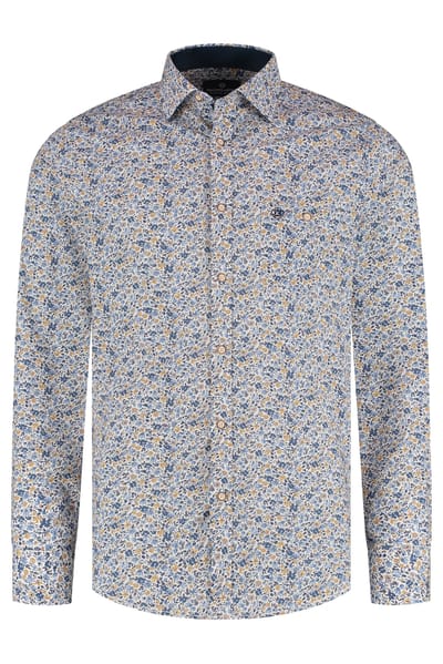 Fellows United Fellows United Overhemd Lange Mouw Flowers Mid Blue  4XL