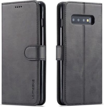 LC.IMEEKE Luxe Book Case - Geschikt voor Samsung Galaxy S10 Hoesje - Zwart