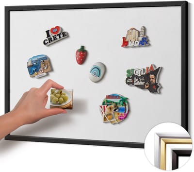 Wallfluent - Wit Magnetisch Bord in Verschillende Kleuren - 70 cm x 50 cm - Magneetbord met Zwarte Frame - Kleur wit - Magnetisch Bord voor Thuis en Kantoor - Magnetisch Bord voor Magneten - Magneetbord voor Herinneringen