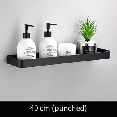 Boren Installatie Badkamer Plank Organizer Douche Opbergrek Zwarte Hoekplanken Wandmontage Aluminium Toilet Shampoo Houder 40cm