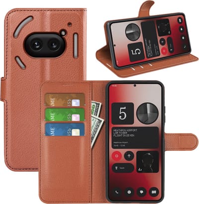 MobyDefend Hoesje - Geschikt voor Nothing Phone (2a) / Nothing Phone (2a) Plus - Kunstleren Wallet Book Case (Sluiting Voorkant) - Bruin