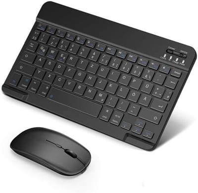 NAXSIR Bluetooth-toetsenbord- en muisset, 2-delig, ultradun, geluidsarm, 10 inch, zwart
