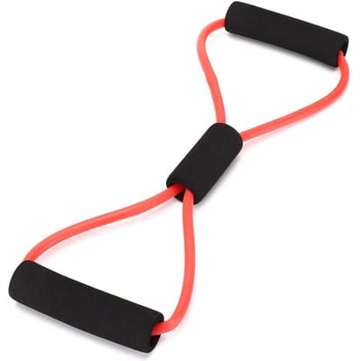 8-vormig Elastisch Fitness Trekkoord Borstspanner Yoga Lichaam Afslanken Spanningsband Rood black