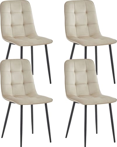 Colenis - Ela Eetkamerstoel - Set Van 4 - Beige - Velvet - Design