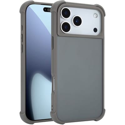 Coverzs matte shock hoesje geschikt voor iPhone 17 Pro Max (grijs) – stevige case met krasbestendige bescherming, slank design en perfecte pasvorm