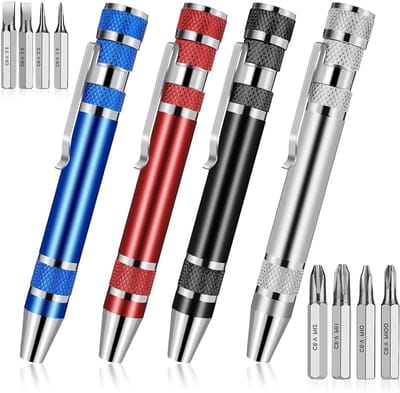 8-in-1 Mini Schroevendraaier Set met Magnetische Pocket Pen - Handgereedschap voor Thuis en Werk
