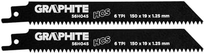 GRAPHITE Serie - Reciprozaagblad - 150mm - 6 TPI - HCS Staal
