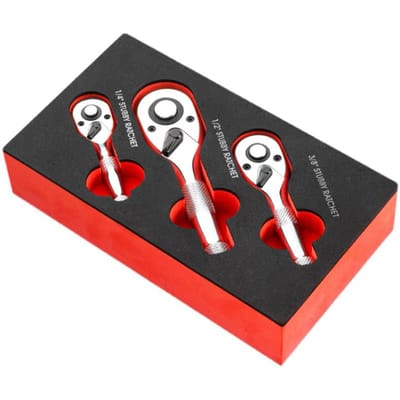 12 38 14 Inch Drive Stubby Ratchet Flex Head Ratchet Set Mini Stubby Ratchet Sleutelset 72 Tanden 3 Pcs