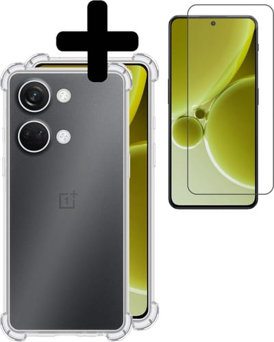 Hoesje - Met Screenprotector - Geschikt voor OnePlus Nord 3 - Sterk & Shockproof - Siliconen Case - Back Cover - Telefoon Hoes - Shock Proof - Telefoonhoesjes - Transparant